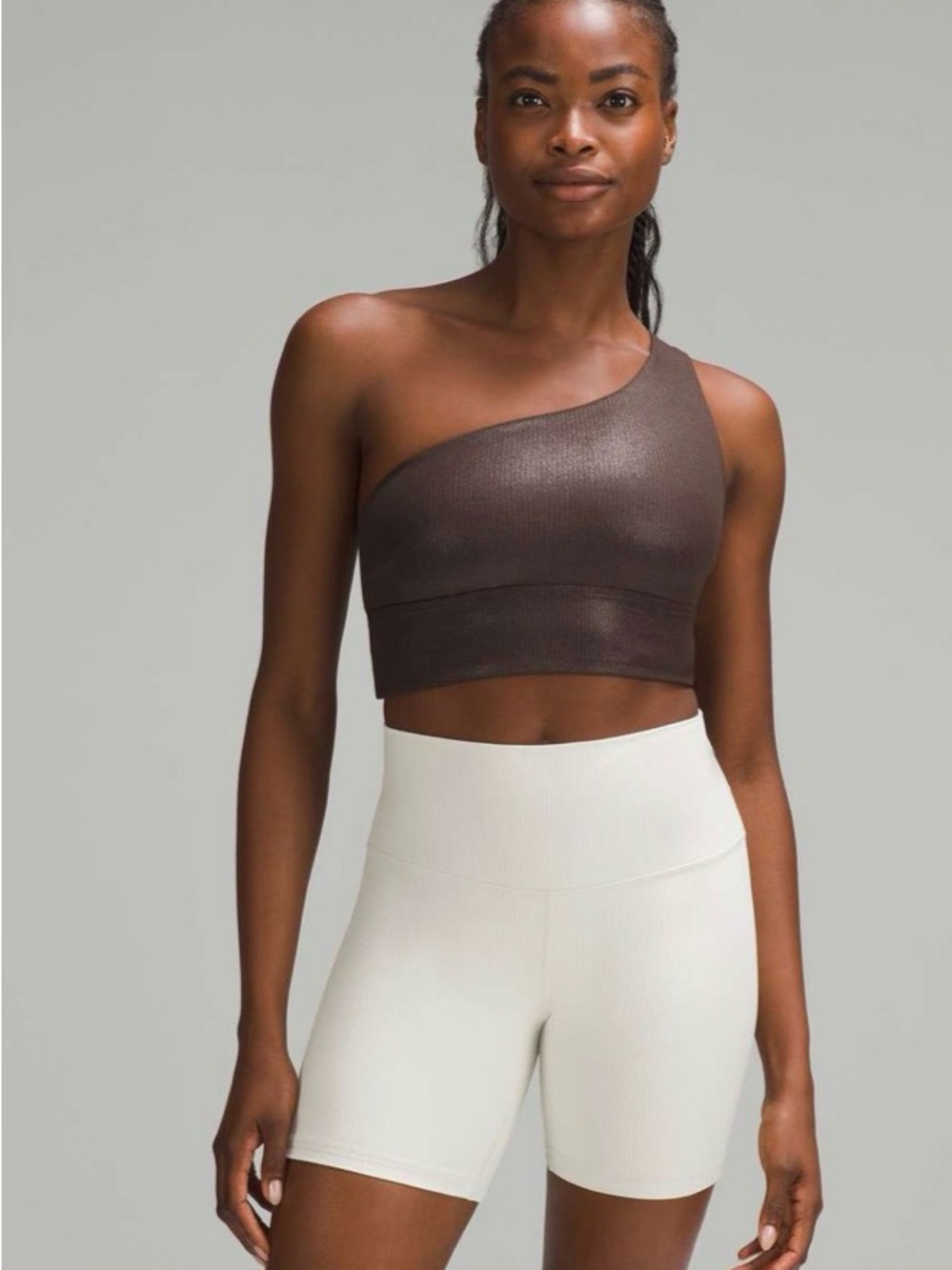 LULULEMON • Align Asymmetrical Ribbed Bra Shine Espresso brown size 12